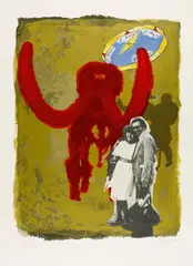 Ohne Titel by Jörg Immendorff, Lithografie und Siebdruck auf Hahnemühle (Wasserzeichen), sold Nov 2014