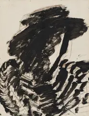 Ohne Titel (Portrait) by Markus Lüpertz, Mischtechnik (Tusche, Farbkreide, Kohle) auf Velin, sold Nov 2014