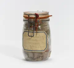 "Ordures au naturel" by Arman, Mischtechnik (Einweckglas mit Abfall und Schmutz befüllt und verplombt), sold Nov 2014