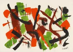Ohne Titel by John von Wicht, Öl auf Japanpapier, sold Nov 2014
