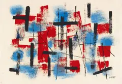 Ohne Titel by John von Wicht, Öl auf Japanpapier, sold Nov 2014