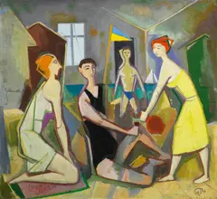 Am Bootshaus by Karl Hofer, Öl auf Leinwand, sold Nov 2014