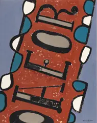 Ohne Titel (Buchstaben) by Bruno Goller, Öl auf Leinwand, sold Jun 2015