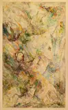 Bernard Schultze, auch ein memento mori, Aquarell auf Velin über Leinwand