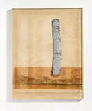 5600 Cubicmeter Package (Project for Documenta IV - Kassel) by Christo, Collage (Bleistift, beschichtetes Gewebe, Schnur, Transparentpapier, Kohle und Farbkreide) auf Karton, sold Jun 2015