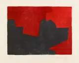 Composition lie-de-vin et bleue by Serge Poliakoff, Farblithografie auf BFK Rives (Wasserzeichen), sold Jun 2015