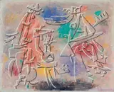 Willi Baumeister, "Relief-Bild farbig" (Scheinrelief, Gilgamesch)