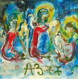 Anatolij Zverev, Ohne Titel (Figurenkomposition), Acryl auf Karton