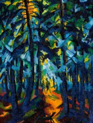 Fritz Schaefler, Wald, Eitempera auf Leinwand
