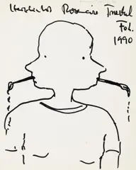 Ohne Titel by Rosemarie Trockel, Filzstiftzeichnung auf leichtem Karton (Seite eines Albums, mit transparentem Schutzpapier), sold Jun 2015