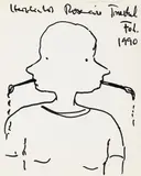 Rosemarie Trockel, Ohne Titel, Filzstiftzeichnung auf leichtem Karton (Seite eines Albums, mit transparentem Schutzpapier)