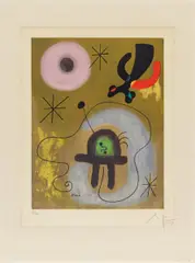 Mauve de la lune by Joan Miró, Farboffsetlithographie auf bräunlichem Velin, sold Jun 2015