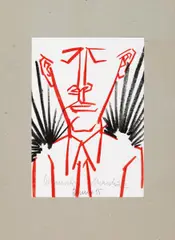 Bernhard Blume, "Wunsch-Maschine", Ölkreide auf Papier