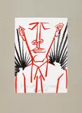 Bernhard Blume, "Wunsch-Maschine", Ölkreide auf Papier