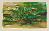 Composition en vert by Zao Wou-ki, Farblithografie auf China aufgewalzt auf grünem Richard de Bas (Wasserzeichen), sold Jun 2015