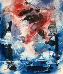 "G.o. - a/80" by Fred Thieler, Mischtechnik auf Büttenkarton, sold Jun 2015