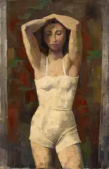 Karl Hofer, Mädchen mit erhobenen Armen, Öl auf Leinwand
