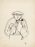 Karl Hofer, Raucher, Tusche und Bleistift auf leichtem Karton