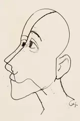Doppelprofil by Karl Hofer, Tusche auf leichtem Karton, sold Jun 2015