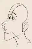 Karl Hofer, Doppelprofil, Tusche auf leichtem Karton
