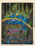 Friedensreich Hundertwasser, River under the roof, Japanischer Farbholzschnitt auf Japan