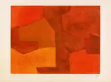 Serge Poliakoff, Composition orange et rouge, Farbaquatinta auf BFK RIVES (Wasserzeichen)