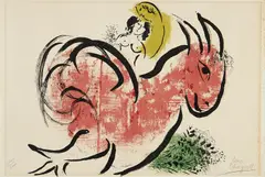Le coq rouge by Marc Chagall, Farblithographie auf Velin, sold Jun 2015