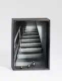 Kugelobjekt II by Gerhard Richter, Holzkästchen mit Schwarz-Weiß-Fotografie, drei Glasscheiben und drei Stahlkugeln in unterschiedlicher Größe, sold Jun 2015