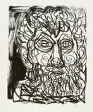 Selbstbildnis by A. R. Penck, Lithografie auf BFK RIVES FRANCE (Wasserzeichen), sold Jun 2015