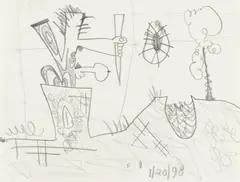 Ohne Titel by Carroll Dunham, Bleistiftzeichnung auf Velin, sold Jun 2015
