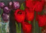 Klaus Fußmann, Tulpen, Mischtechnik auf Karton