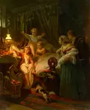 Eduard Geselschap, Weihnachtsmorgen, Öl auf Leinwand
