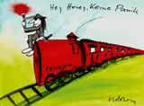 Udo Lindenberg, Sonderzug - Hey Honey, Keine Panik, Aquarell und Tusche auf Aquarellkarton