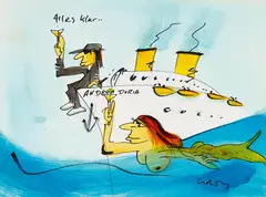 Udo Lindenberg, Andrea Doria - Alles klar, Aquarell auf Aquarellkarton