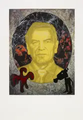 Gerhard Schröder by Jörg Immendorff, 2007, Farbserigrafie auf Velin, sold Jun 2015