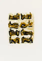 Henry Moore, Eight reclining figures, Farblithografie auf Velin
