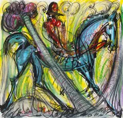 Ohne Titel by Antonius Hoeckelmann, Mischtechnik auf Büttenkarton, sold Jun 2015
