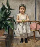 Emil Rudolf Weiss, Junges Mädchen mit grünem Apfel, Öl auf Leinwand