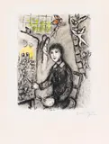 Marc Chagall, Le peintre devant le tableau, Farblithografie auf ARCHES FRANCE (Wasserzeichen)