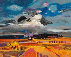 Jean Krillé, Ohne Titel (Sommerlandschaft), Acryl auf Hartfaser