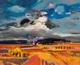 Jean Krillé, Ohne Titel (Sommerlandschaft), Acryl auf Hartfaser
