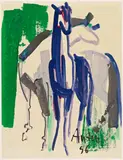 Anton Räderscheidt, Ohne Titel (Zwei Pferde auf der Weide)