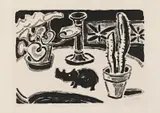 Karl Schmidt-Rottluff, Stillleben mit Nashorn, Lithografie auf Velin