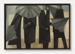 Peter Herkenrath, Schirme I, Öl auf Leinwand