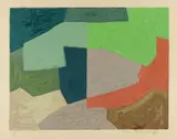 Composition mauve, grise et verte by Serge Poliakoff, Farblithografie auf BFK RIVES (Wasserzeichen), sold Jun 2015