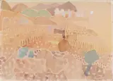 Eduard Bargheer, Ohne Titel, Aquarell und Deckweiß auf Velin (unleserliches Wasserzeichen)