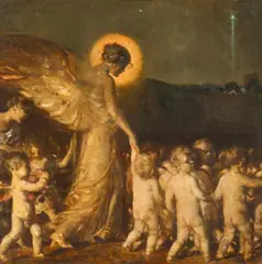 Carl von Marr, Der Gang der Kinder nach Bethlehem, Öl auf Karton