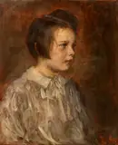 Carl von Marr, Porträt der Else Dore von Goldmann als kleines Mädchen, Öl auf Holz