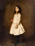 Carl von Marr, Trudl stehend im weißen Kleid, Öl auf Leinwand