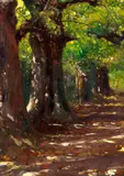 Carl von Marr, Sommerliche Allee, Öl auf Karton